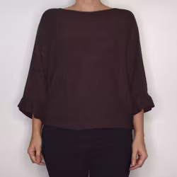 Finstickad tröja Volangärm CHOCOLAT