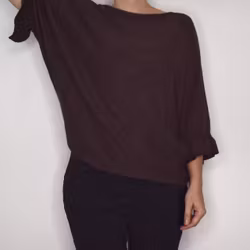 Finstickad tröja Volangärm CHOCOLAT