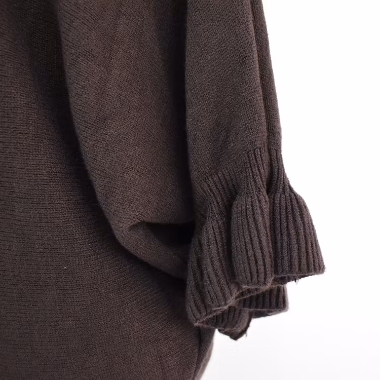 Finstickad tröja Volangärm CHOCOLAT