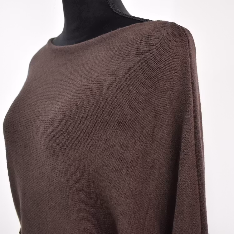 Finstickad tröja Volangärm CHOCOLAT