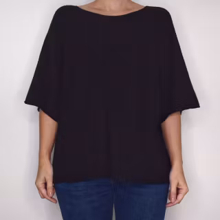 Finstickad Ponchotröja Sia SVART - Marta du Chateau