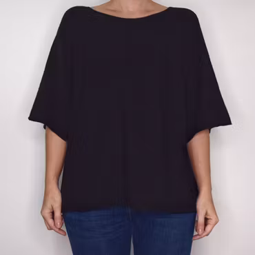 Finstickad Ponchotröja Sia SVART - Marta du Chateau