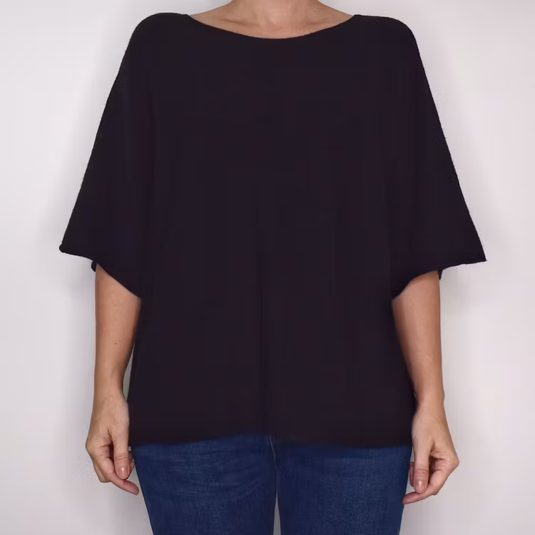 Finstickad Ponchotröja Sia SVART - Marta du Chateau