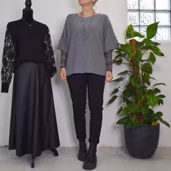 Finstickad Ponchotröja Sia MEDIUM GRÅ - Marta du Chateau