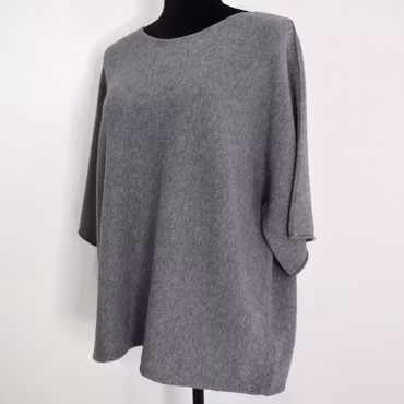 Finstickad Ponchotröja Sia MEDIUM GRÅ - Marta du Chateau