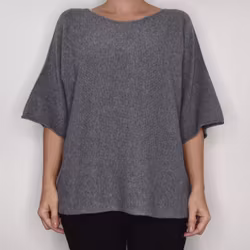 Finstickad Ponchotröja Sia MEDIUM GRÅ - Marta du Chateau