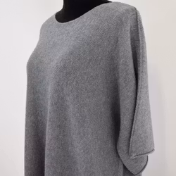 Finstickad Ponchotröja Sia MEDIUM GRÅ - Marta du Chateau