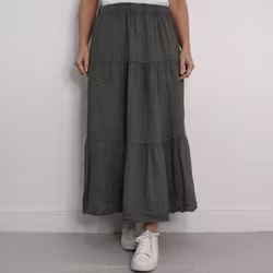 Linnekjol med volanger KAKI