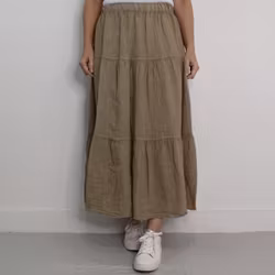 Linnekjol med volanger TAUPE