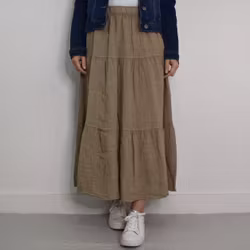 Linnekjol med volanger TAUPE