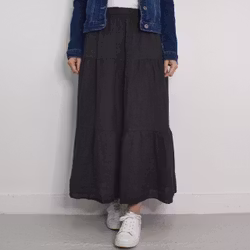 Linnekjol med volanger ANTRACIT