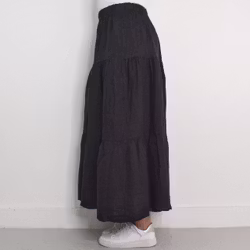 Linnekjol med volanger ANTRACIT