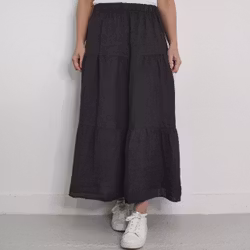 Linnekjol med volanger ANTRACIT