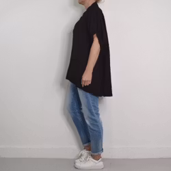 Kort linneskjorta med Volang SVART