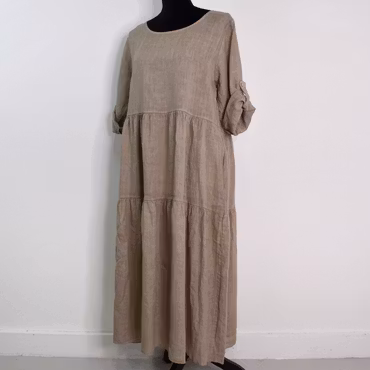 Linneklänning Fickor TAUPE