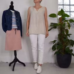 Linne/Ärmlös topp BEIGE