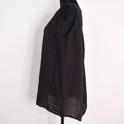 Linne/Ärmlös topp SVART