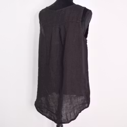 Linne/Ärmlös topp SVART