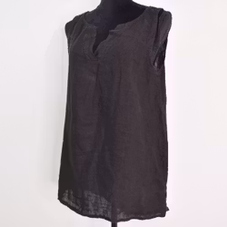 Linne/Ärmlös topp SVART