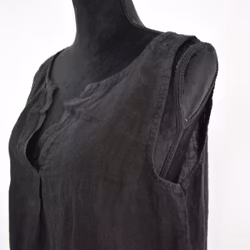 Linne/Ärmlös topp SVART