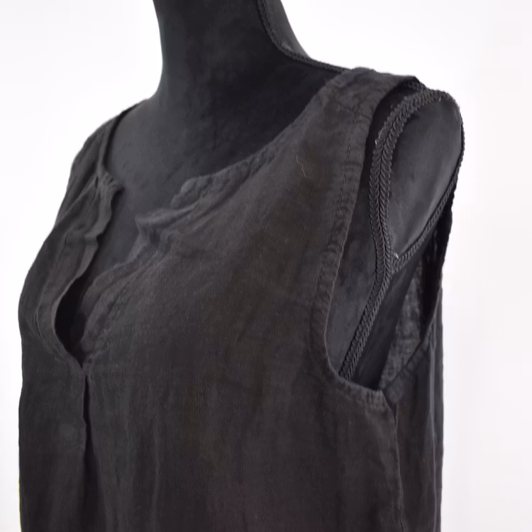 Linne/Ärmlös topp SVART