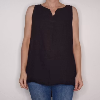 Linne/Ärmlös topp SVART