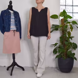 Linne/Ärmlös topp SVART