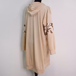 Hoodieklänning Velour Emily Blommig BEIGE - Camicia