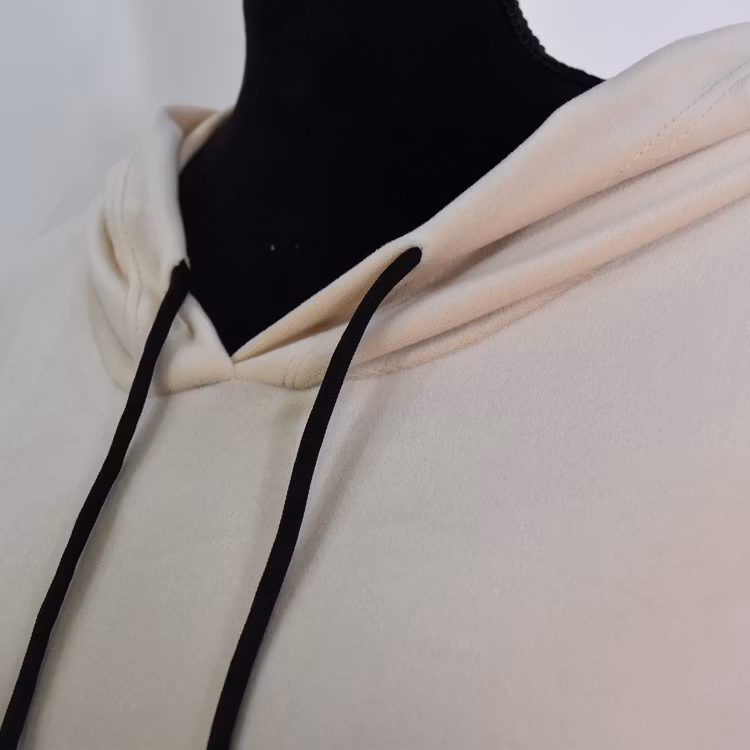 Hoodieklänning Velour Emily Blommig BEIGE - Camicia