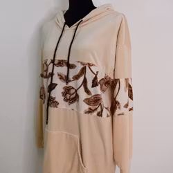Hoodieklänning Velour Emily Blommig BEIGE - Camicia