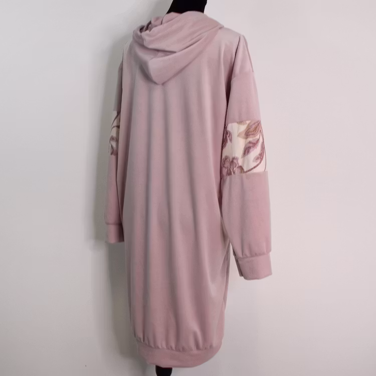 Hoodieklänning Velour Emily Blommig ROSA - Camicia