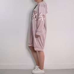 Hoodieklänning Velour Emily Blommig ROSA - Camicia