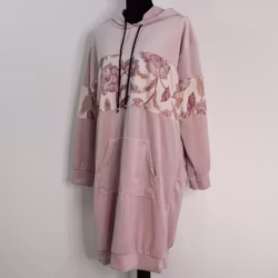 Hoodieklänning Velour Emily Blommig ROSA - Camicia