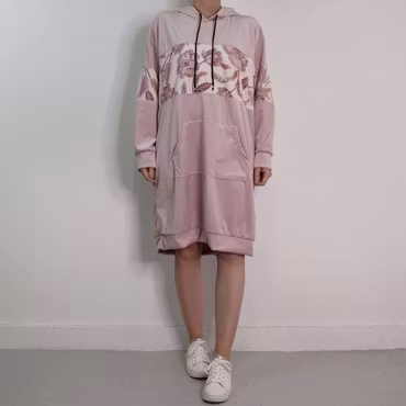 Hoodieklänning Velour Emily Blommig ROSA - Camicia