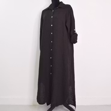 Skjortklänning i linne SVART