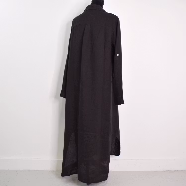 Skjortklänning i linne SVART