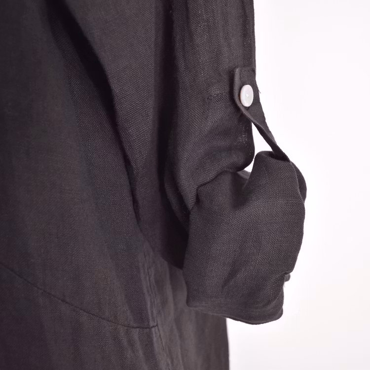 Skjortklänning i linne SVART