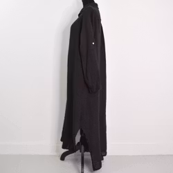 Skjortklänning i linne SVART