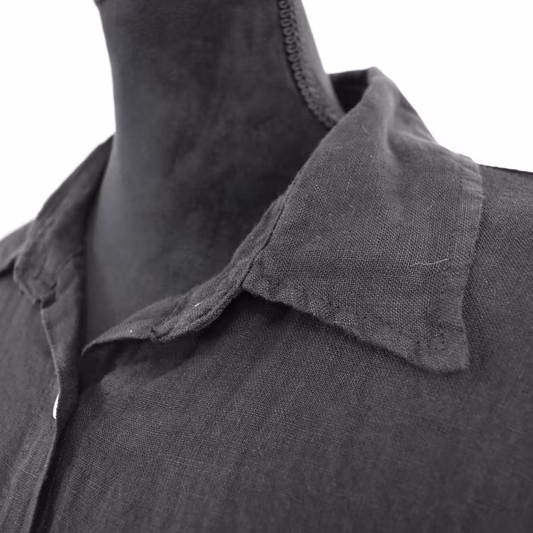 Skjortklänning i linne SVART