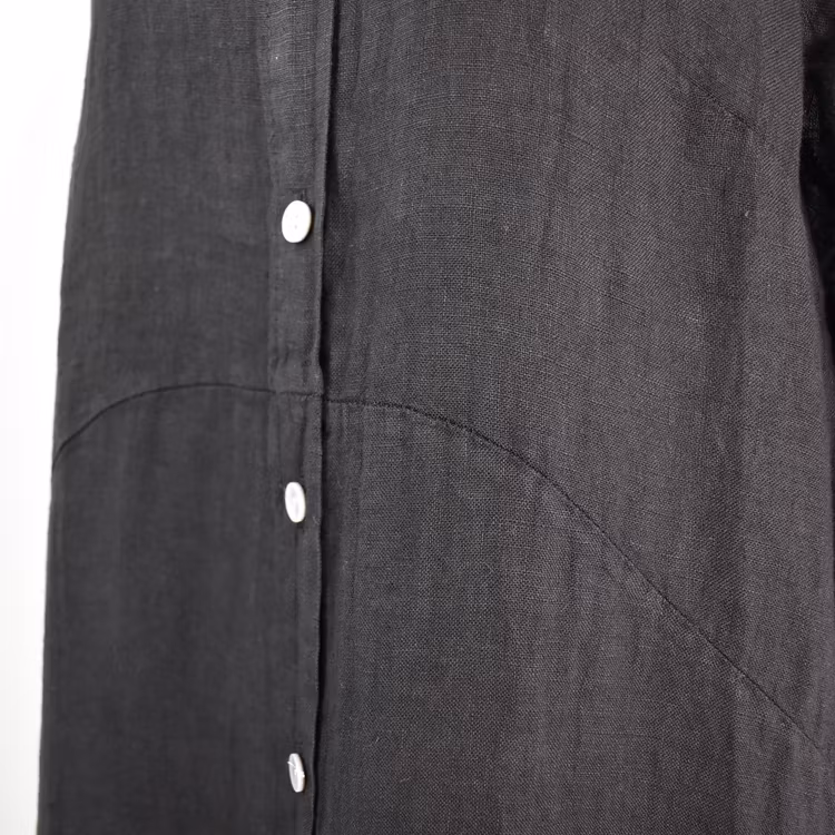 Skjortklänning i linne SVART