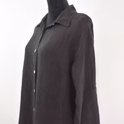 Skjortklänning i linne SVART