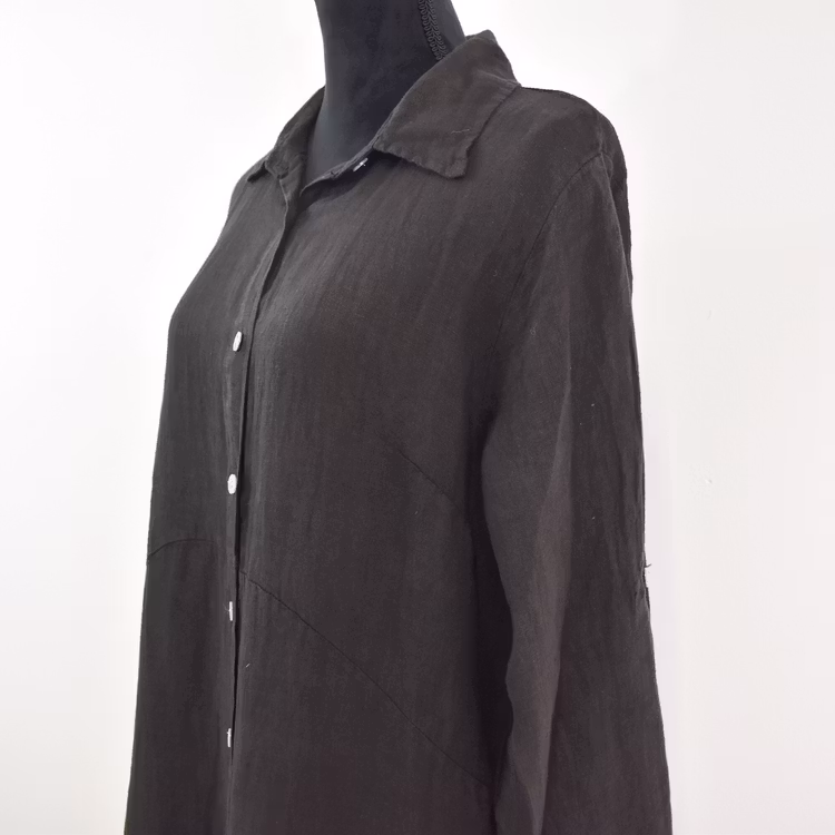 Skjortklänning i linne SVART