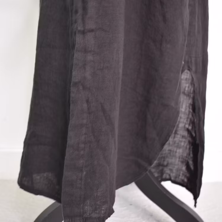 Skjortklänning i linne SVART