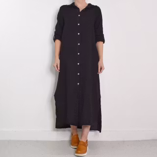 Skjortklänning i linne SVART