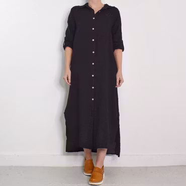 Skjortklänning i linne SVART