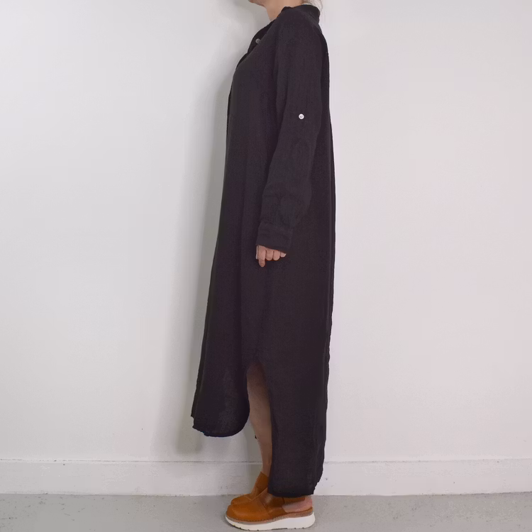 Skjortklänning i linne SVART