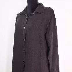 Skjortklänning i linne SVART