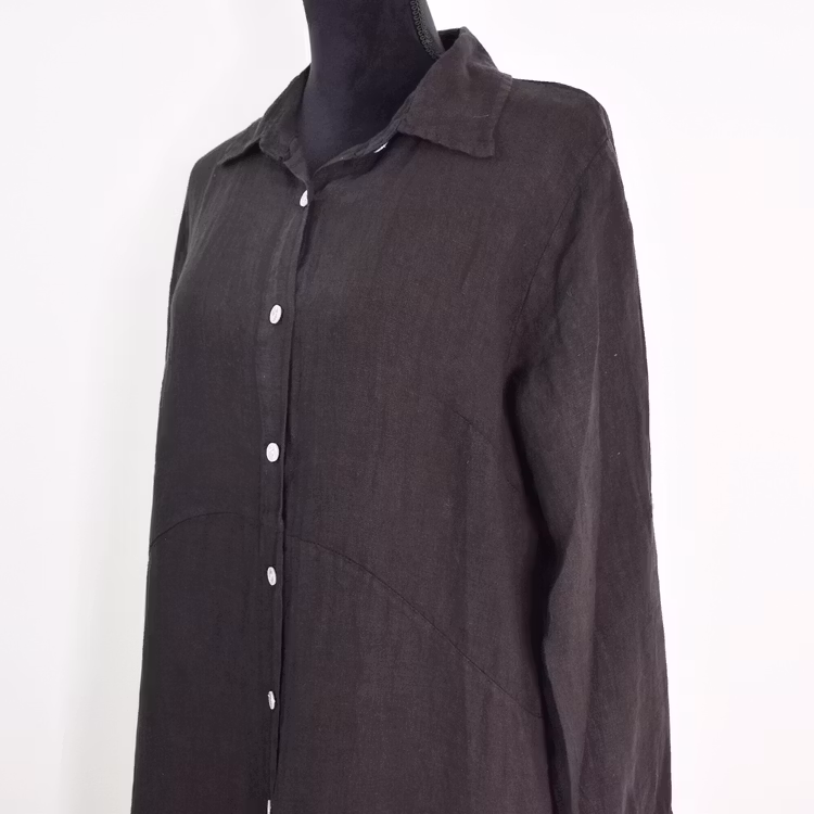 Skjortklänning i linne SVART