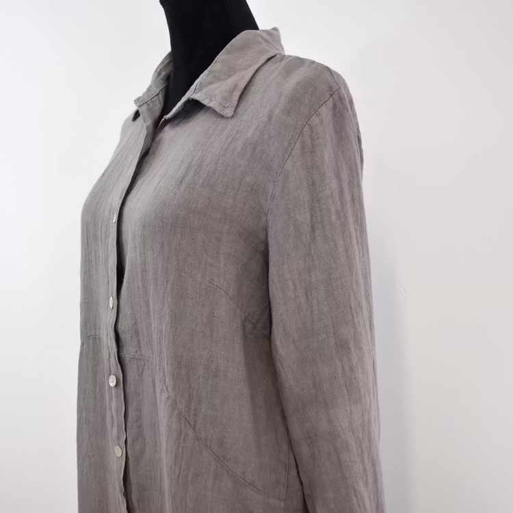 Skjortklänning i linne TAUPE