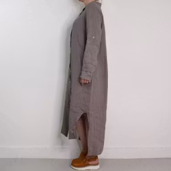 Skjortklänning i linne TAUPE